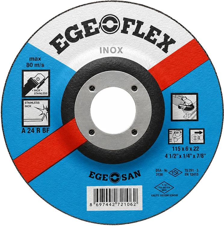 Диск шлифовальный по нержавеющей стали Ege flex 115x6x22,2 мм INOX