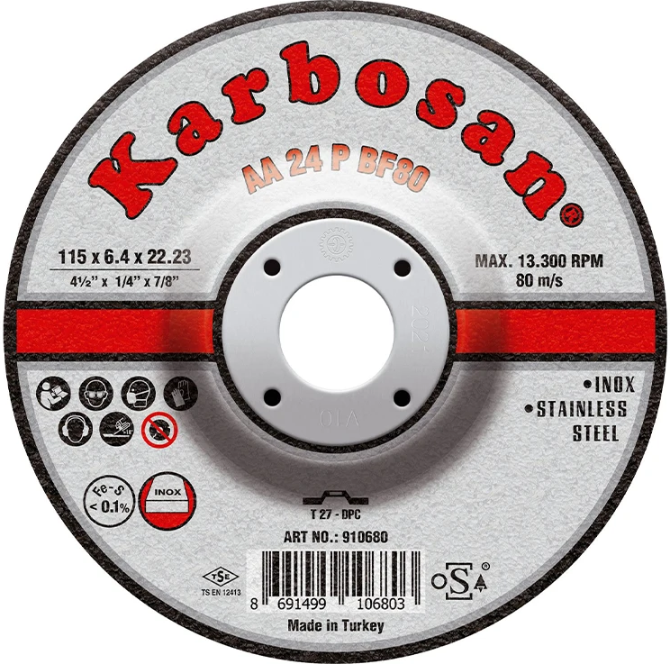 Диск шлифовальный по нержавеющей стали Karbosan 115х6,4х22 INOX