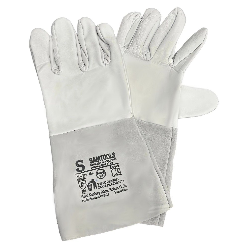 Краги для аргонодуговой сварки Samtools серые, р 14/3XL, 35 см