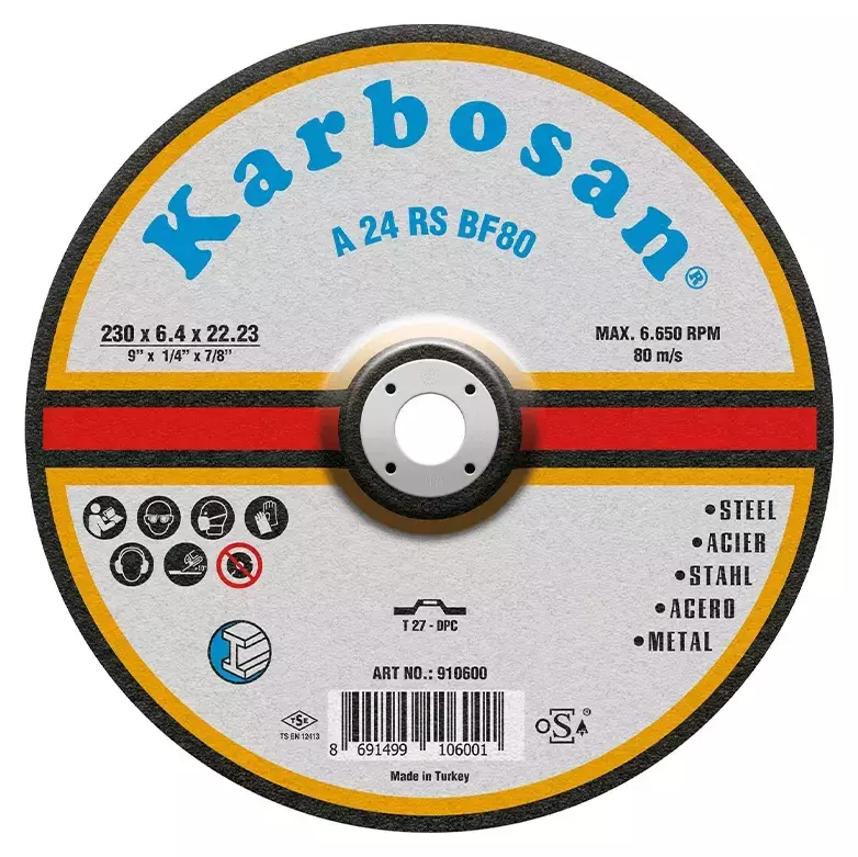 Диск шлифовальный по металлу Karbosan 230х6,4х22