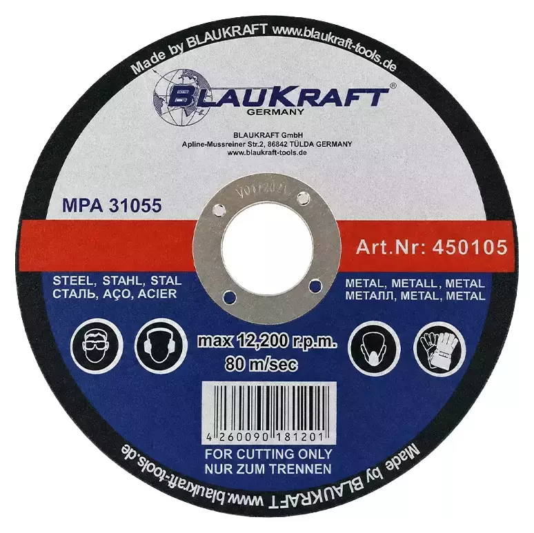 Диск шлифовальный по металлу Blaukraft 115x6x22 мм