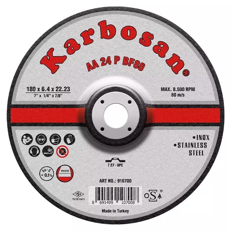 Диск шлифовальный по нержавеющей стали Karbosan 180х6,4х22 INOX
