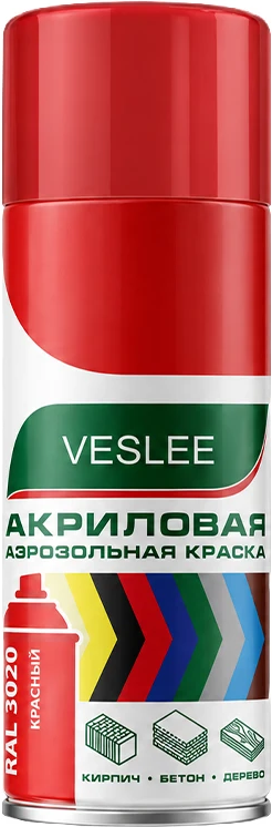 Аэрозольная эмаль универсальная красная VESLEE 520 мм RAL 3020