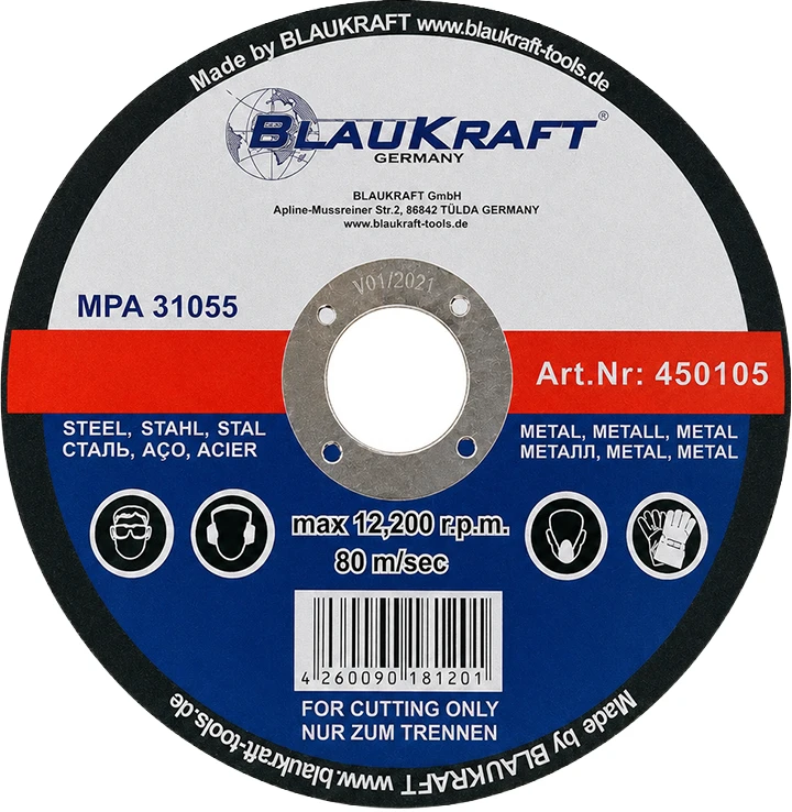 Диск шлифовальный по металлу Blaukraft 115x6x22 мм