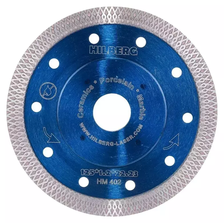 Диск алмазный отрезной по керамике 125х1.2х22.23 мм Hilberg Turbo Thin X HM402