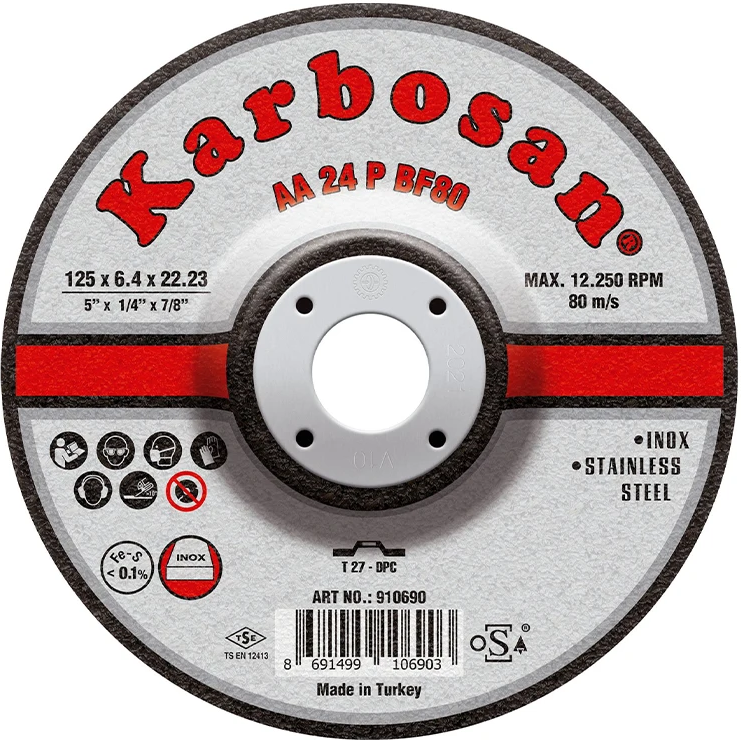Диск шлифовальный по нержавеющей стали Karbosan 125х6,4х22 INOX