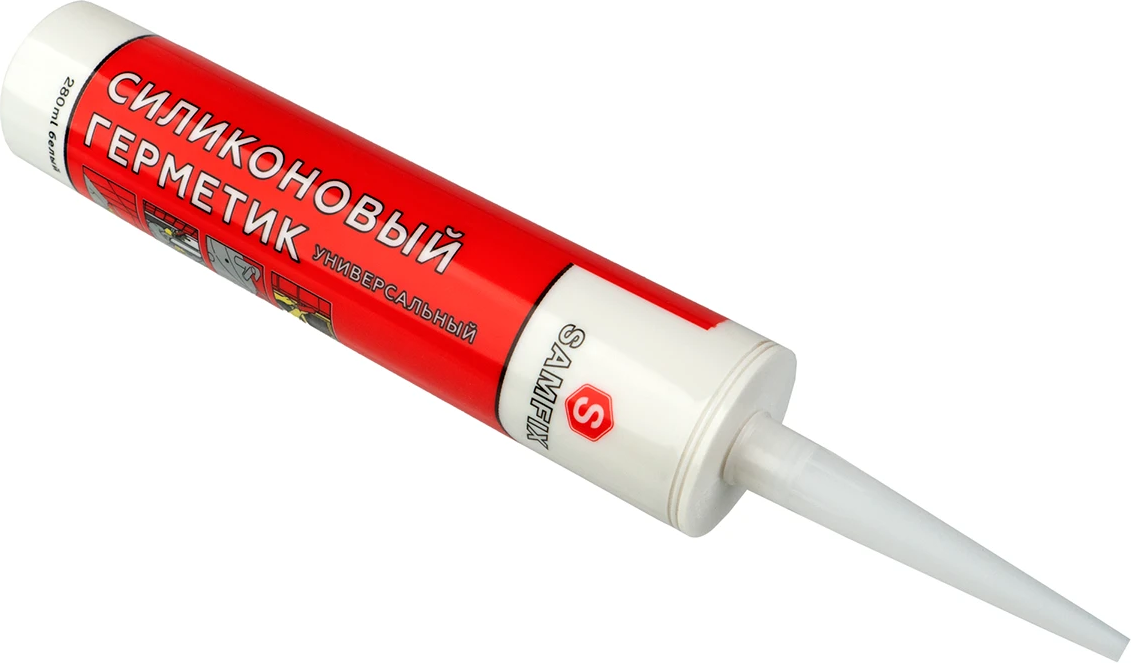 Герметик силиконовый строительный белый 280 мл (325 г) Samfix