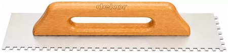 Гладилка зубчатая 10х10 300 мм с деревянной ручкой DEKOR