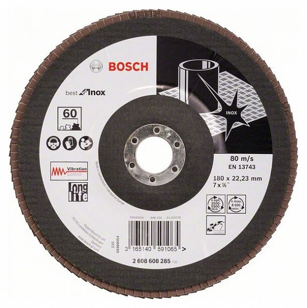 Лепестковый круг Bosch 180х22 Inox 60