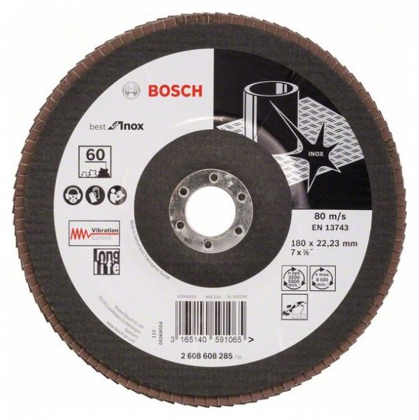 Лепестковый круг Bosch 180х22 Inox 60