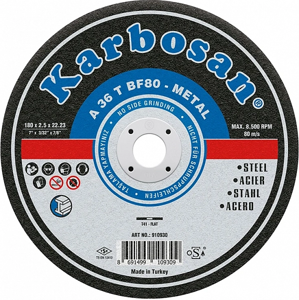 Диск отрезной по металлу Karbosan 180х2,5х22 мм