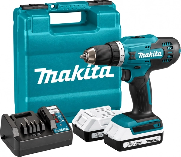 Дрель-шуруповёрт аккумуляторная Makita DF488D002 18 В, 42 Нм, 2 АКБ 1,5 Ач, ЗУ и кейс