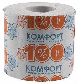 Туалетная бумага 1-слойная "Комфорт" серая 56 шт/уп
