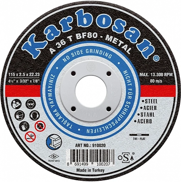 Диск отрезной по металлу Karbosan 115х2,5х22 мм