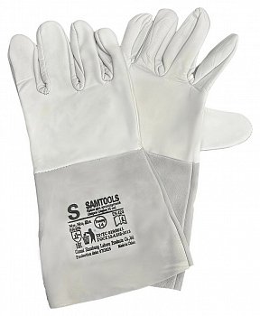 Краги для аргонодуговой сварки Samtools серые, р 14/3XL, 35 см
