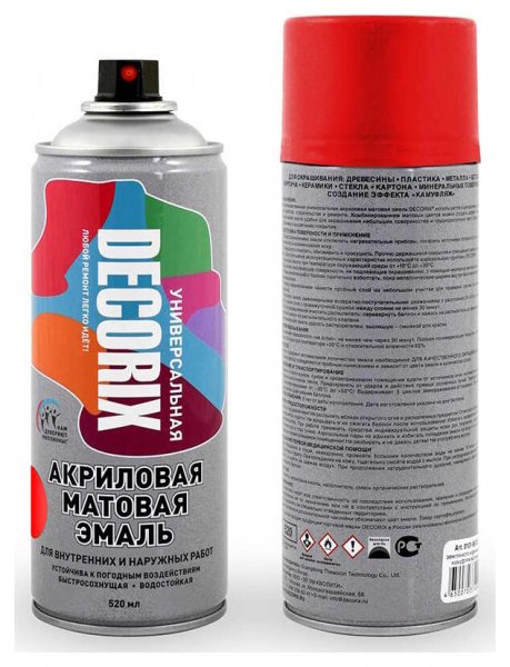 Аэрозольная эмаль универсальная Decorix (520 мл) красная