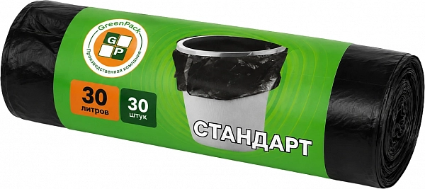 Мешки для мусора ПНД 30 л 48х54 см GreenPack Стандарт 30 шт в рулоне