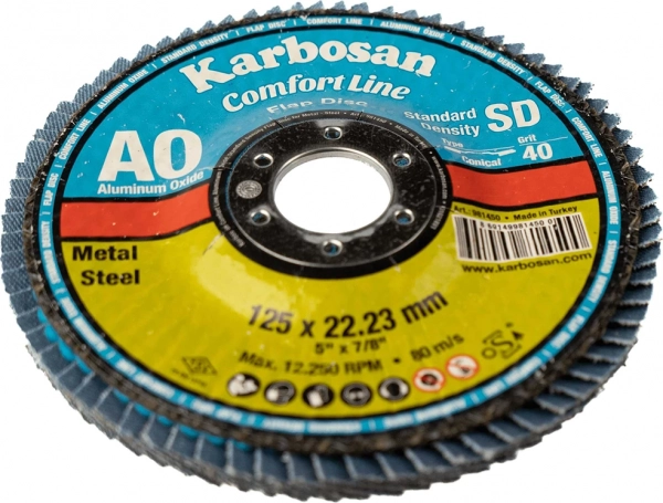 Круг лепестковый КЛТ 125х22 Р40 Karbosan Comfort Line AO LD Flap Конический