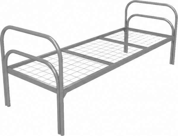 Кровать металлическая одноярусная "Хард + 2", 80х190 см, сетка 100х50, двойная ножка, 2 перемычки