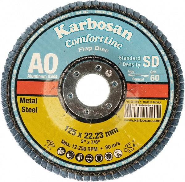 Круг лепестковый КЛТ 125х22 Р60 Karbosan Comfort Line AO SD Flap Конический