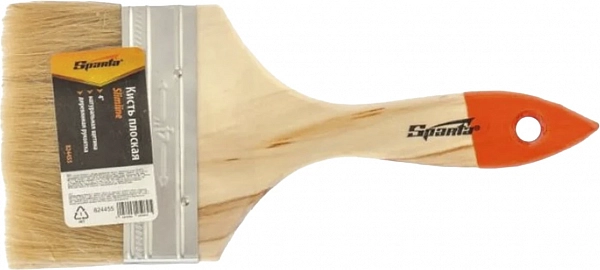 Кисть плоская Slimline 4" 100 мм, натуральная щетина, деревянная ручка Sparta