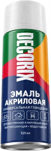 Аэрозольная эмаль универсальная Decorix (520 мл) белая