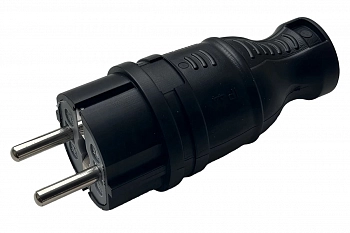 Вилка однофазная прямая каучуковая 220-250В, 16А, IP44 Samtools