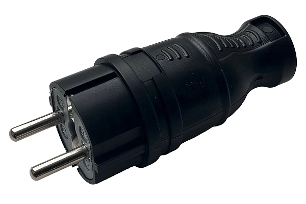 Вилка однофазная прямая каучуковая 220-250В, 16А, IP44 Samtools