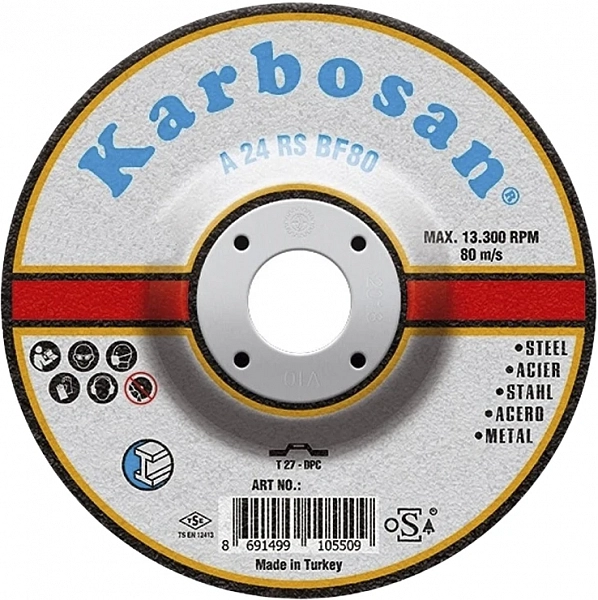 Диск шлифовальный по металлу Karbosan 115х6,4х22
