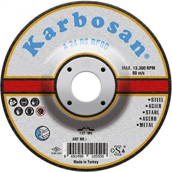 Диск шлифовальный по металлу Karbosan 115х6,4х22