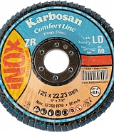 Круг лепестковый КЛТ2 125х22 Р60 Karbosan Comfort Line ZR LD Flap Прямой INOX