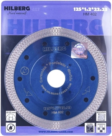 Диск алмазный отрезной по керамике 125х1.2х22.23 мм Hilberg Turbo Thin X HM402