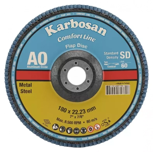 Круг лепестковый КЛТ2 180х22 Р60 Karbosan  AO Flap Конический