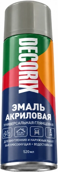Аэрозольная эмаль универсальная Decorix (520 мл) серая