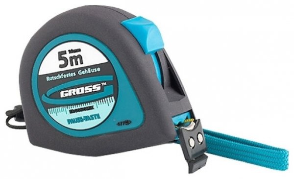 Рулетка 5м х 19мм GROSS Ergonomisch с магнитным обрезиненным зацепом 31102