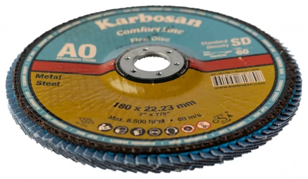 Круг лепестковый КЛТ 2 180х22 Р60 Karbosan Comfort Line AO SD Flap Конический