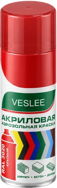 Аэрозольная эмаль универсальная красная VESLEE 520 мм RAL 3020