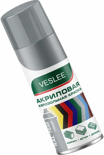 Аэрозольная эмаль универсальная серая VESLEE 520 мл RAL 7040