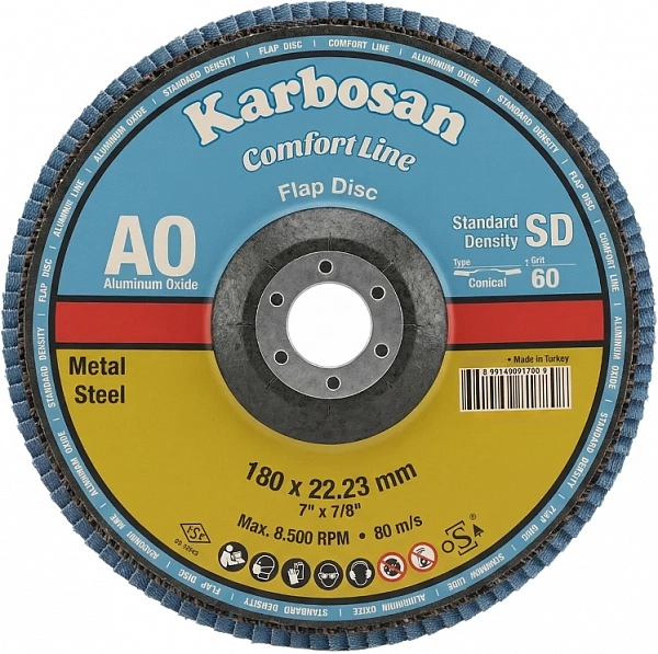 Круг лепестковый КЛТ2 180х22 Р60 Karbosan  AO Flap Конический