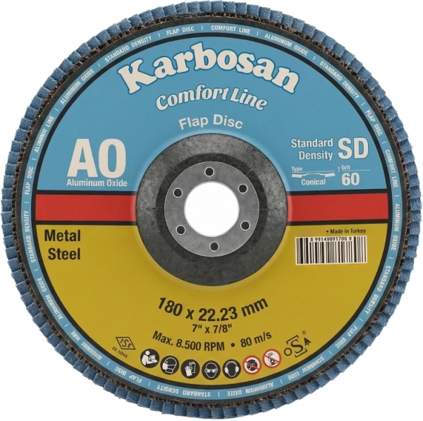 Круг лепестковый КЛТ2 180х22 Р60 Karbosan  AO Flap Конический