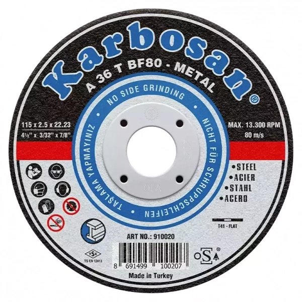 Диск отрезной по металлу Karbosan 115х2,5х22 мм