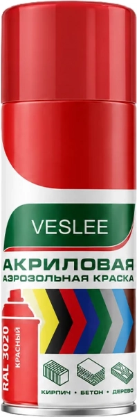 Аэрозольная эмаль универсальная красная VESLEE 520 мм RAL 3020