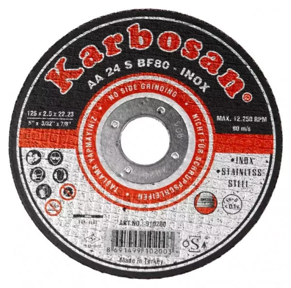 Диск отрезной по нержавеющей стали Karbosan 125х2.5х22 Inox
