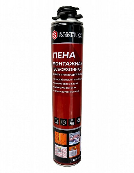 Монтажная пена SAMFLEX ECO всесезонная (12 шт./уп.) + пистолет в подарок