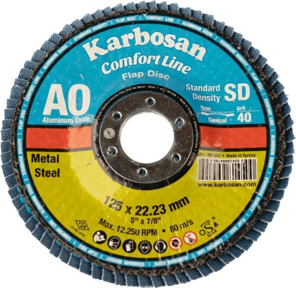 Круг лепестковый КЛТ 125х22 Р40 Karbosan Comfort Line AO LD Flap Конический