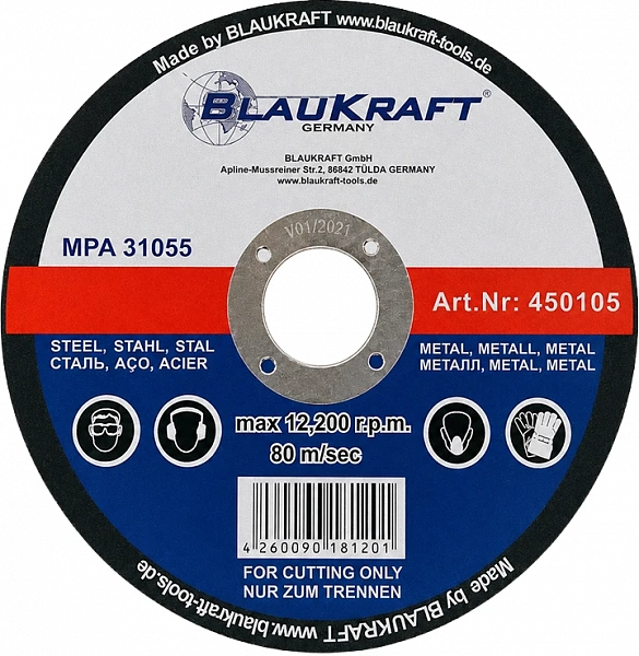 Диск шлифовальный по металлу Blaukraft 115x6x22 мм
