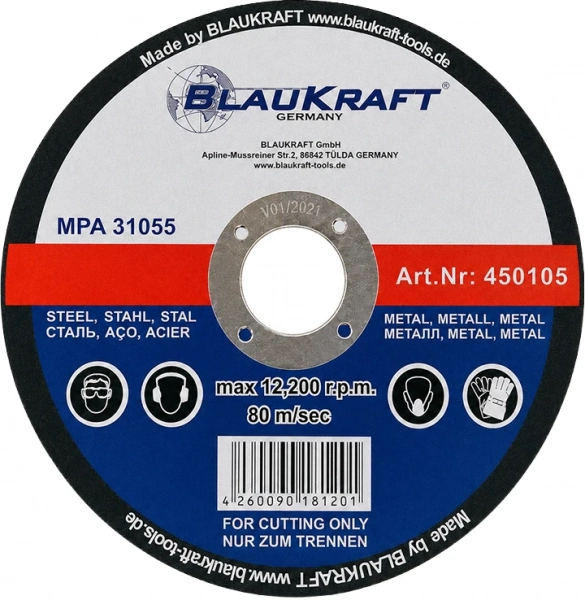 Диск шлифовальный по металлу Blaukraft 115x6x22 мм