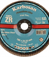 Круг лепестковый КЛТ 2 180х22/Р60 Karbosan Premium Line ZR SD Flap Конический INOX