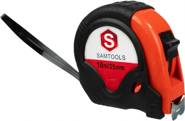 Рулетка 10 м х 25 мм с прорезиненным корпусом Samtools