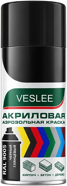 Аэрозольная эмаль универсальная черная глянцевая VESLEE 520 мм RAL 9005